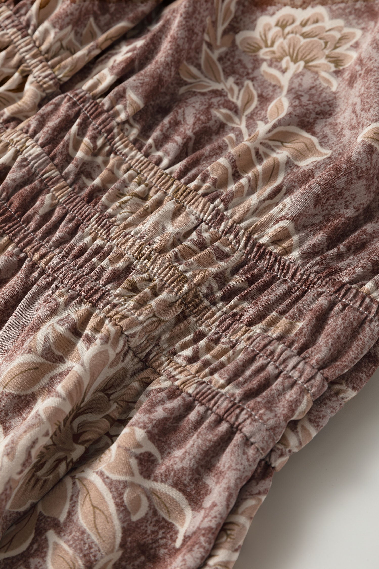 Floral Smock High Waist Long Sleeve Dress