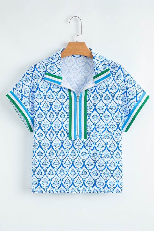 blue boho dolman tunic blouse