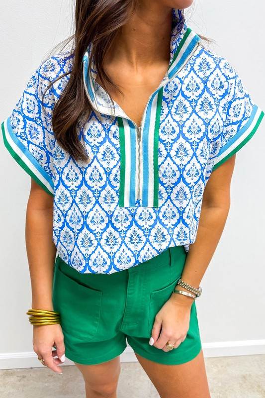blue boho dolman tunic blouse