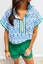 blue boho dolman tunic blouse