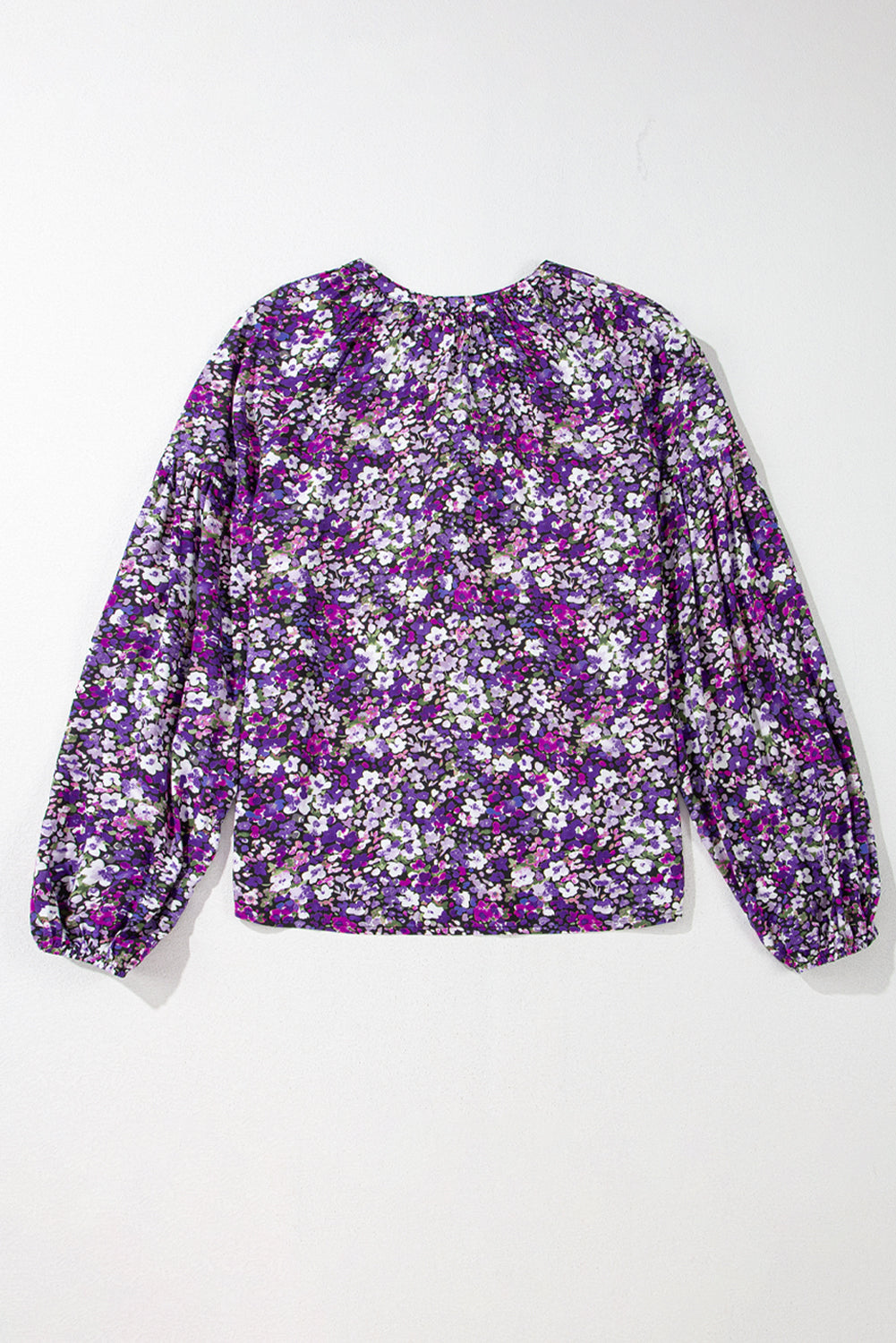 Boho Flower V-Neck Bubble Sleeve Top