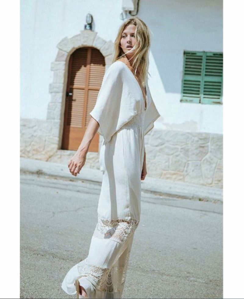 Clothing Long Sleeve Beach Bohemian Dresses Ladies O Neck Floral Maxi Casual Boho Dress With Kimono Sleeve