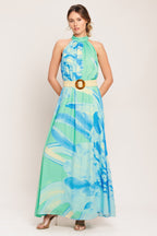 BLUE HORIZON WOVEN MAXI DRESS