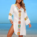 Beach Cover up Arrival Mosaic Floral Beach Dress Cloth Floral Seaside Vacation Sun Protection Blouse for Women