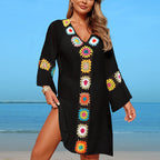 Beach Cover up Arrival Mosaic Floral Beach Dress Cloth Floral Seaside Vacation Sun Protection Blouse for Women