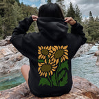 Boho Sunflowers, Retro Floral Hoodie