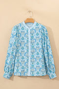 Paisley Puff Sleeve Loose Shirt