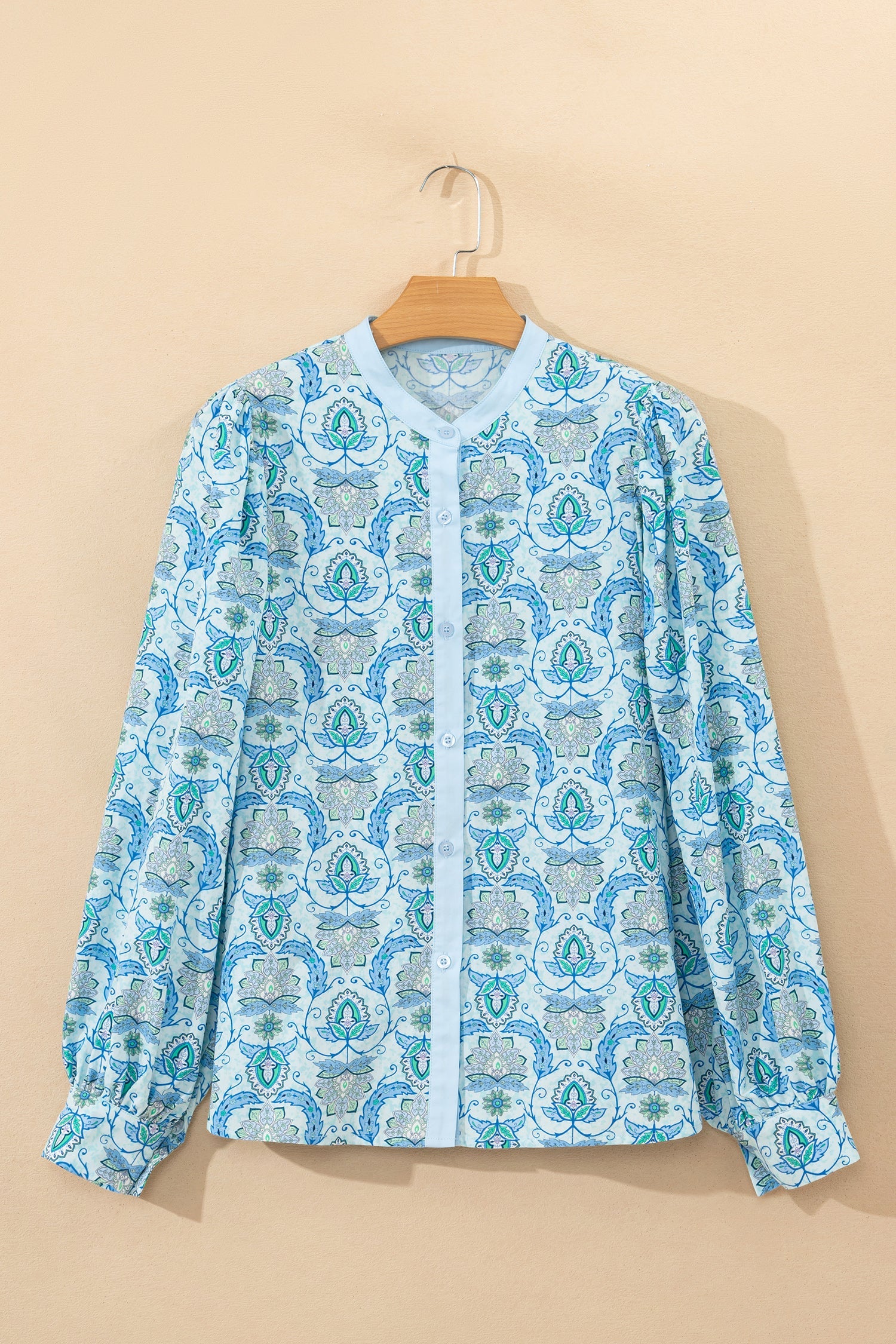 Paisley Puff Sleeve Loose Shirt