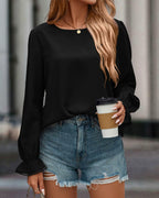 PRETTYGARDEN Womens Lace Crochet Long Sleeve Top Black Size XXL