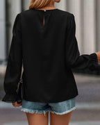 PRETTYGARDEN Womens Lace Crochet Long Sleeve Top Black Size XXL