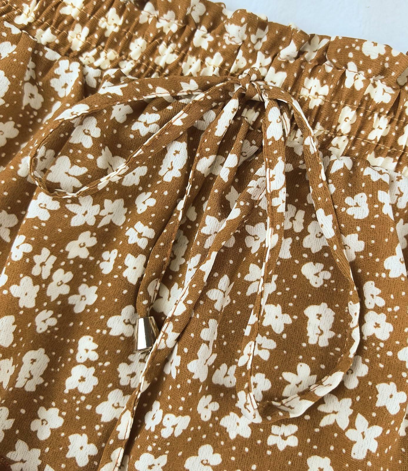 Women's Summer High Waist Drawstring Mini Skirt Casual Flowy Boho Size L