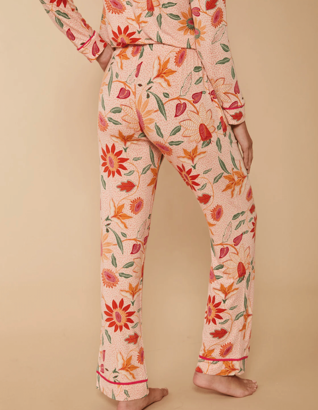 Pajama Pant Botanic Garden Boho Floral Peach